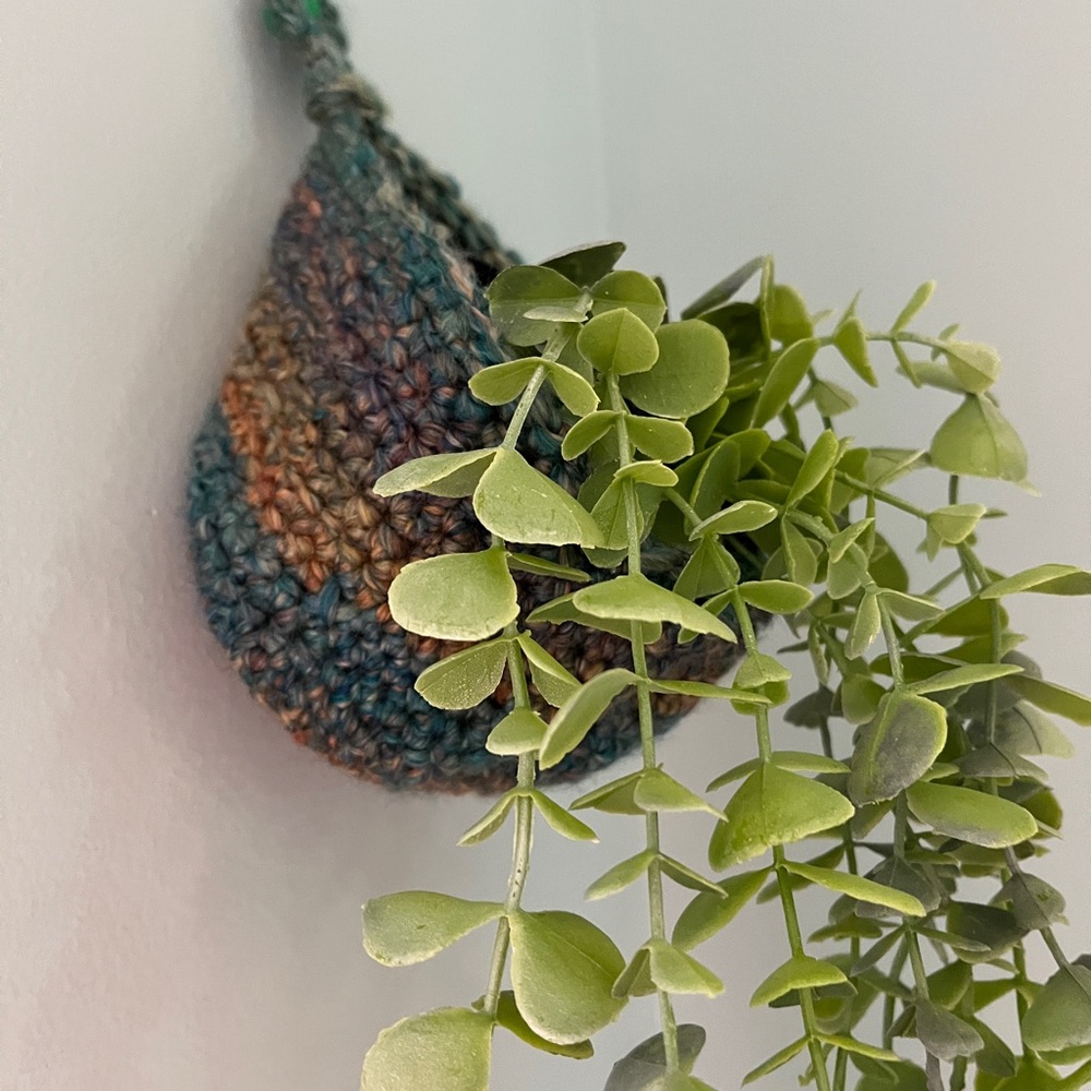 Multicolor Hand-Crocheted Wall Plant Hanger